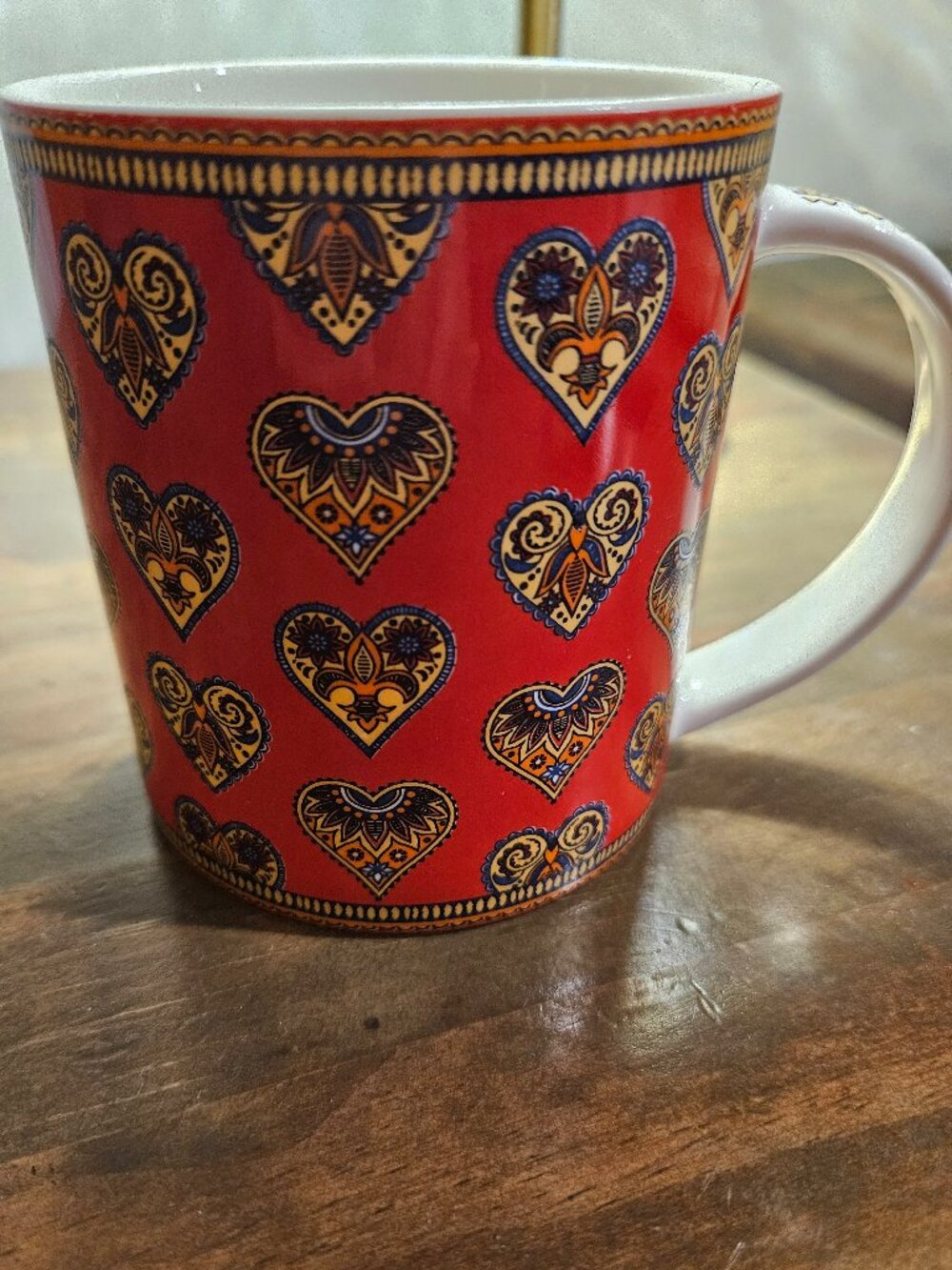 Handmade Wheel-Thrown Ceramic Coffee Mug Artisanal Stoneware Cup with hearts